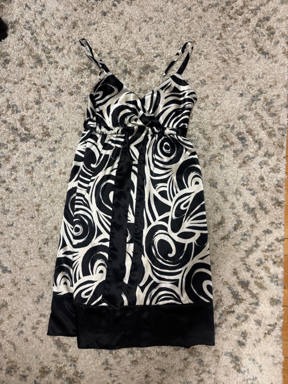 dressbarn Black & White Swirl Midi Dress